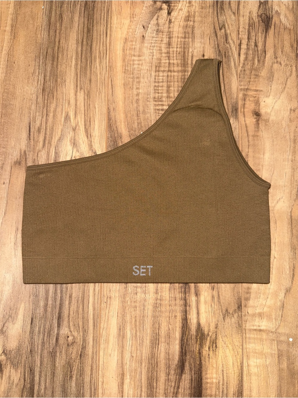 SET Active One-Shoulder Ribbed Sports Bra in Brown